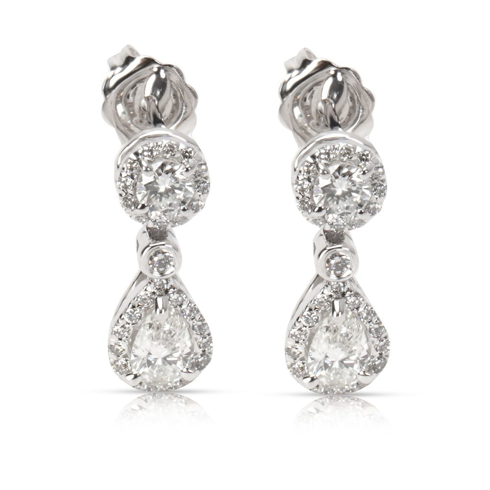 Ritani Diamond Drop Earrings in 18K White Gold (1.05 CTW)